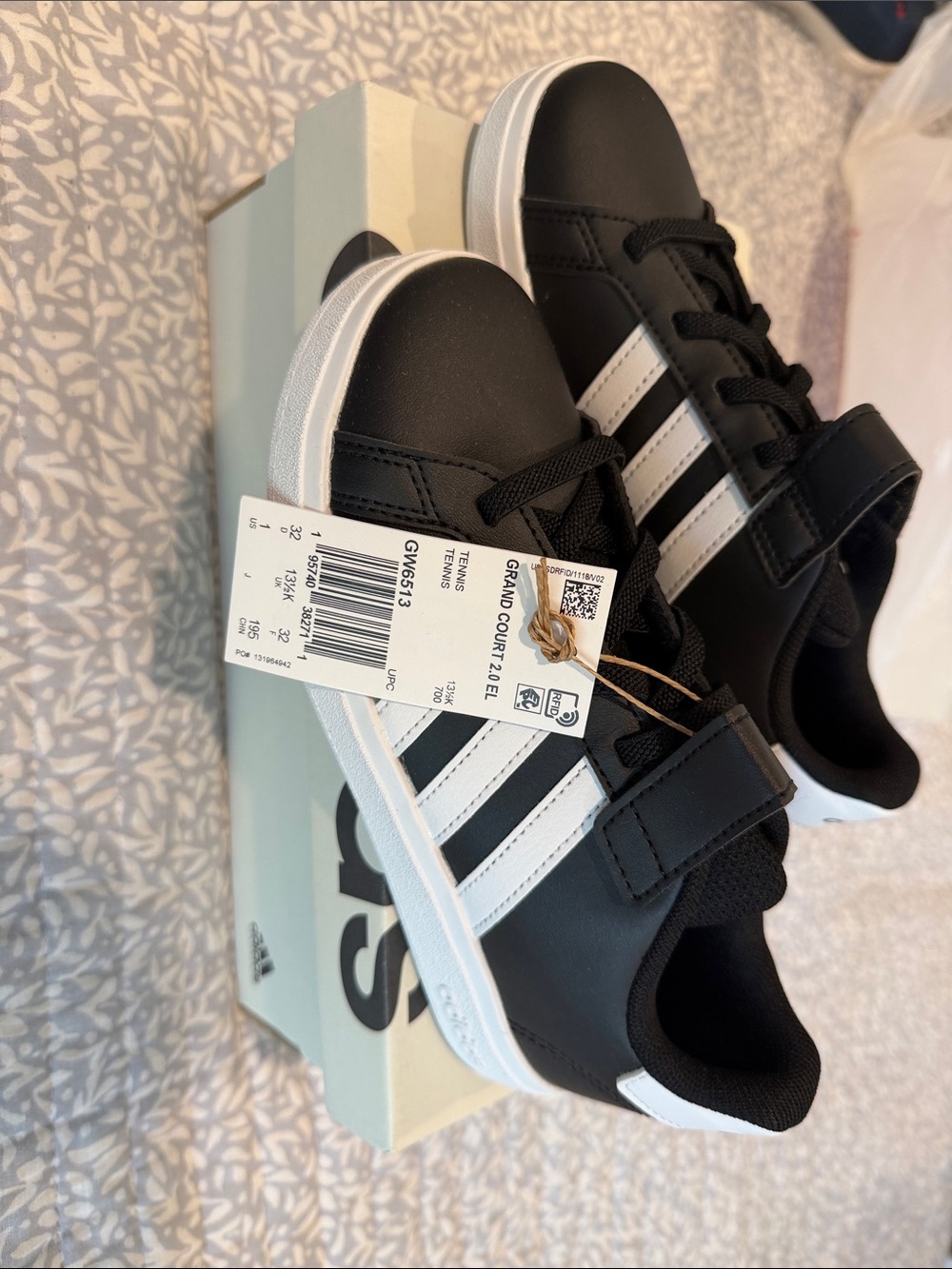 adidas Kids Black & White Classic Stripe Sneakers
